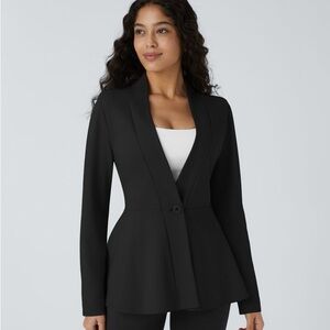 Halara V neck single button front work peplum jacket